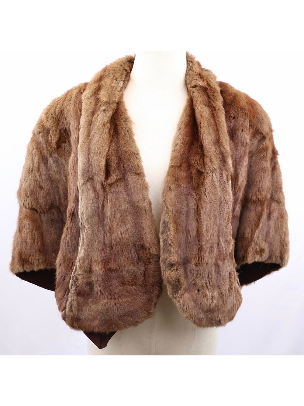 Vintage Fur Stole Capelet Wrap Brown Real Fur Pockets Monogrammed 1960s 1970s